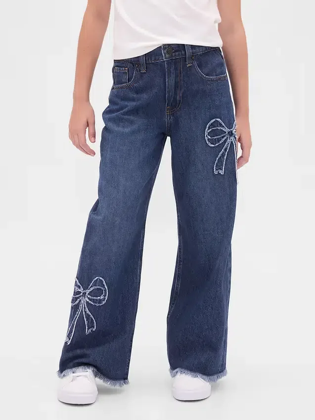 Jeans for barn med lav midje, bred benvidde