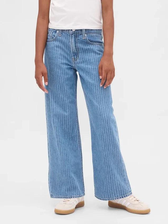 Jeans for barn med lav midje, bred benvidde