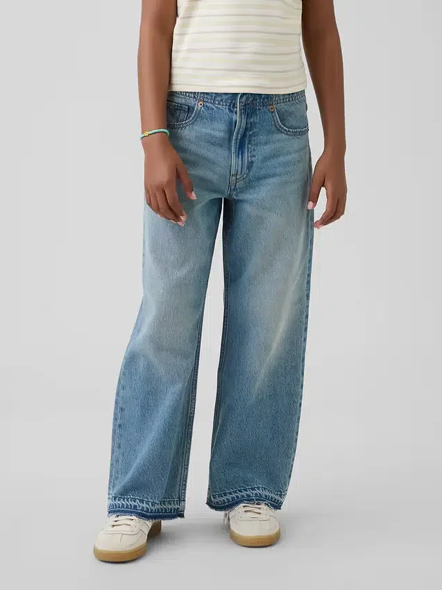 Jeans for barn med lav midje, bred benvidde