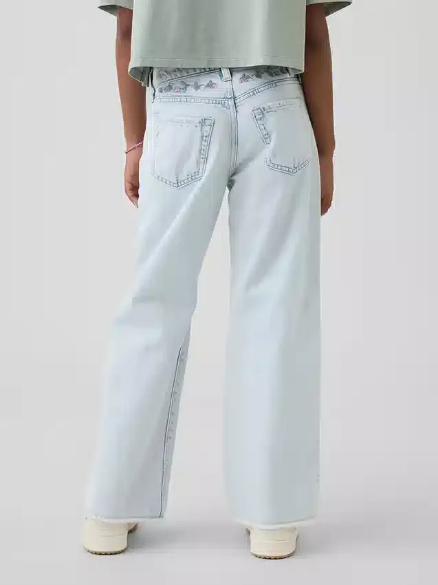 Jeans for barn med lav midje, bred benvidde