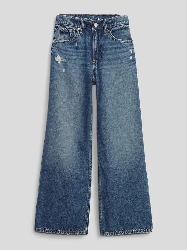 Jeans for barn med lav midje, bred benvidde