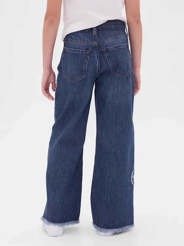 Jeans for barn med lav midje, bred benvidde