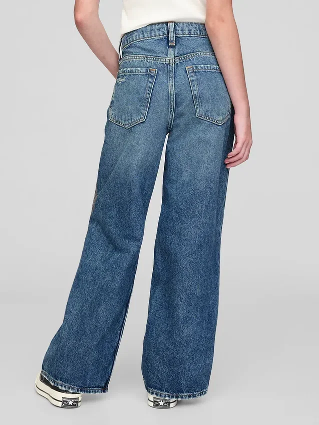 Jeans for barn med lav midje, bred benvidde