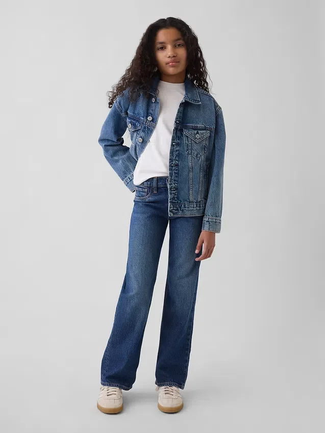 Jeans for barn med lav midje og avslappet, rett passform