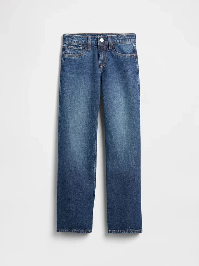 Jeans for barn med lav midje og avslappet, rett passform