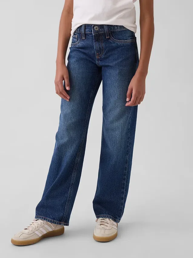 Jeans for barn med lav midje og avslappet, rett passform