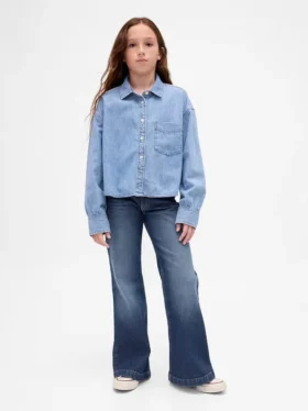 Jeans for barn med lav midje og avslappet utsvunget ben