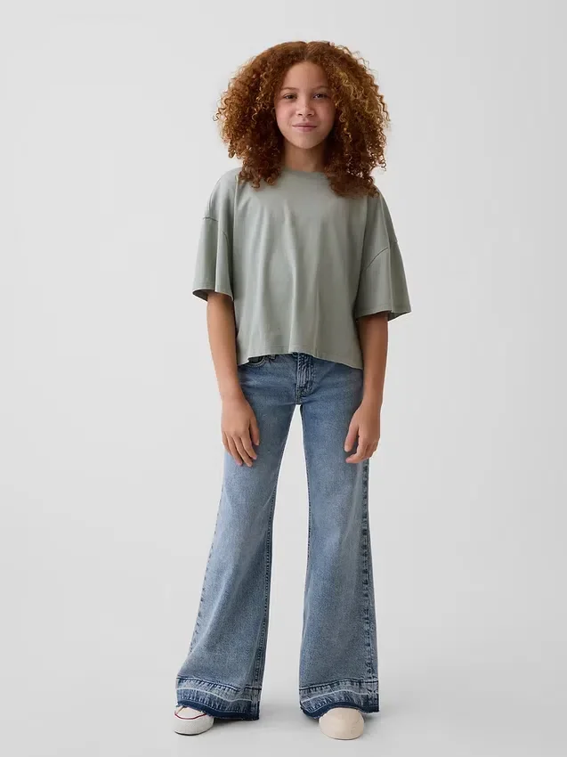 Jeans for barn med lav midje og avslappet utsvunget ben
