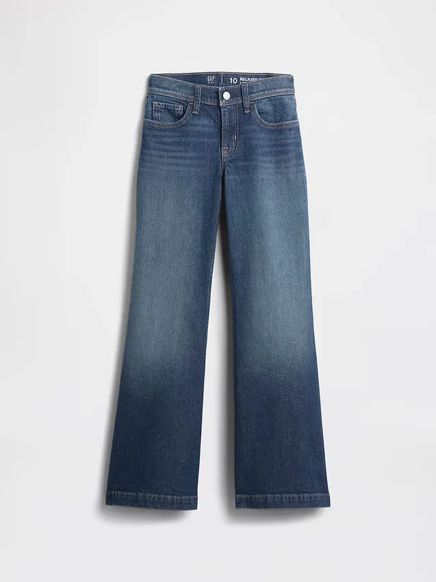 Jeans for barn med lav midje og avslappet utsvunget ben