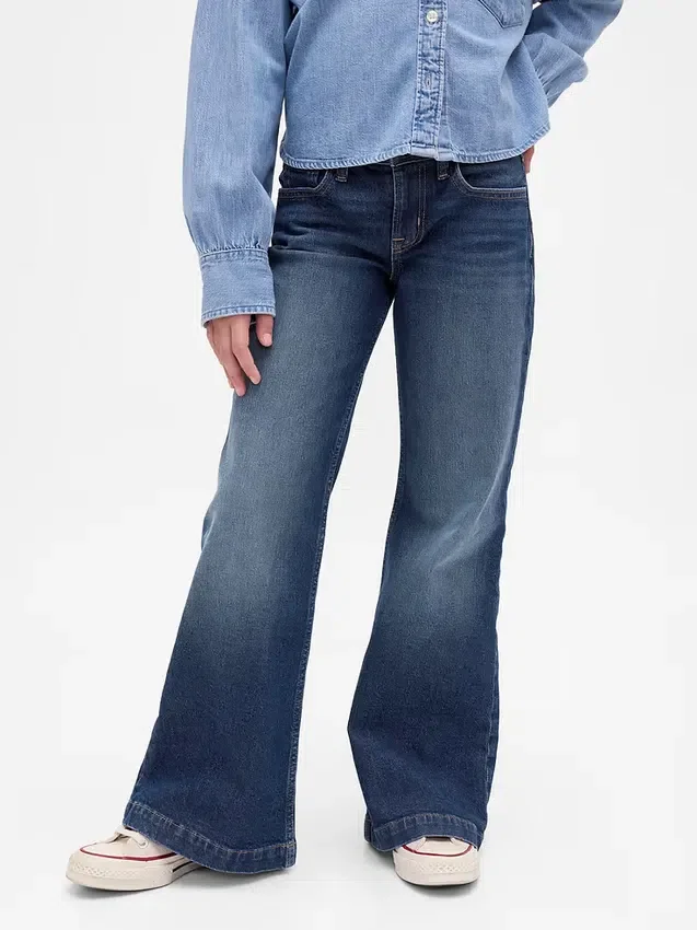 Jeans for barn med lav midje og avslappet utsvunget ben