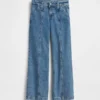 Jeans for barn med lav midje, sømmer og avslappet flare-passform