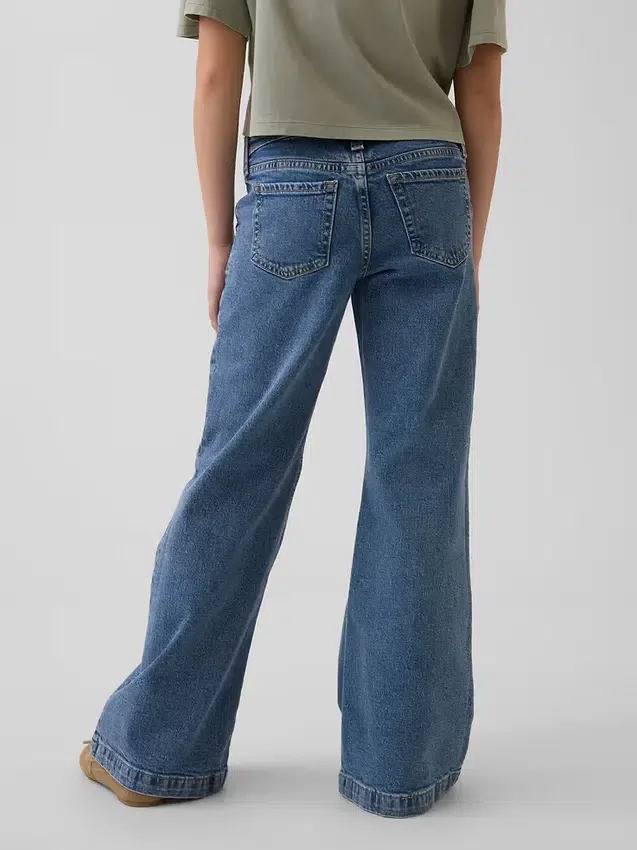 Jeans for barn med lav midje, sømmer og avslappet flare-passform