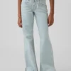 Jeans for barn med lav midje, snøring og avslappet utvidet ben