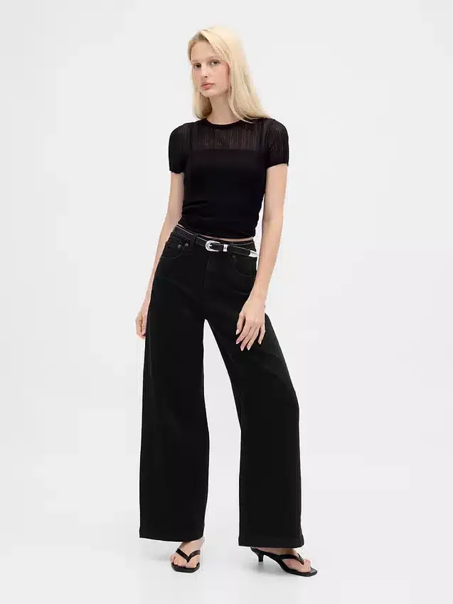 Jeans med ekstra høy midje og vid benbredde
