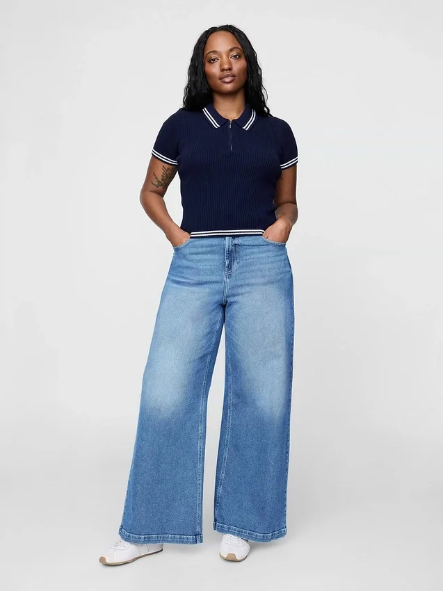 Jeans med ekstra høy midje og vid benbredde