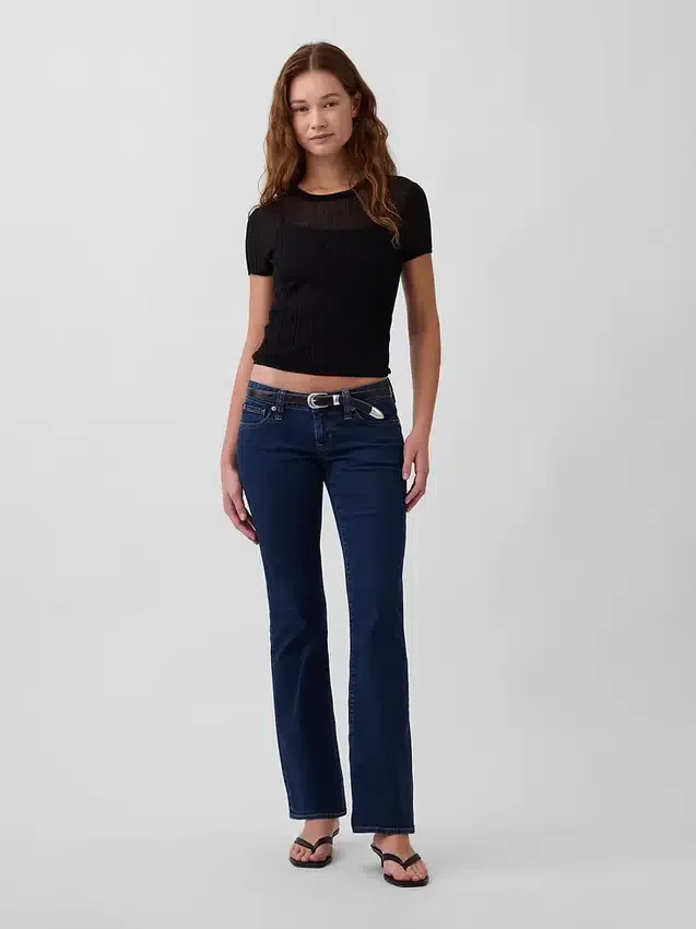 Jeans med ekstra lav midje, lange og smale