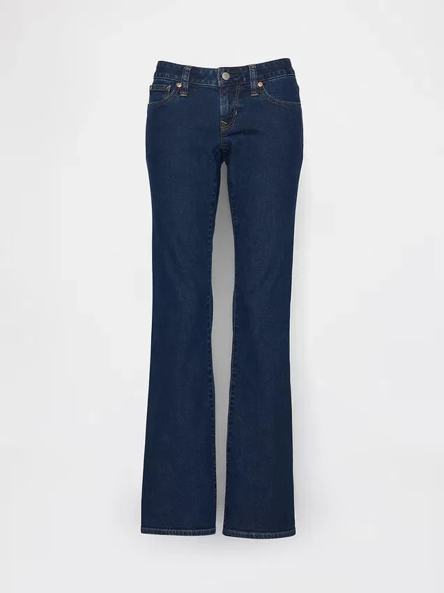 Jeans med ekstra lav midje, lange og smale