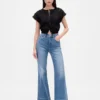 Jeans med høy midje og avslappet, utvidet ben
