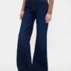 Jeans med høy midje og avslappet, utvidet ben