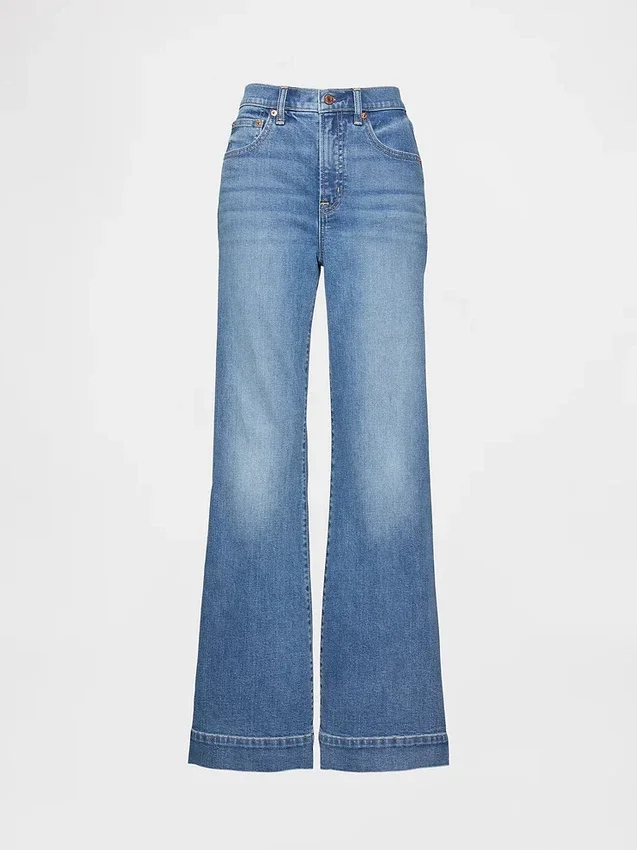 Jeans med høy midje og avslappet, utvidet ben