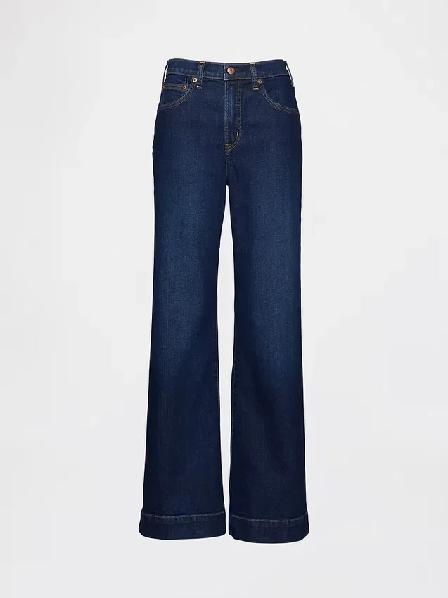 Jeans med høy midje og avslappet, utvidet ben