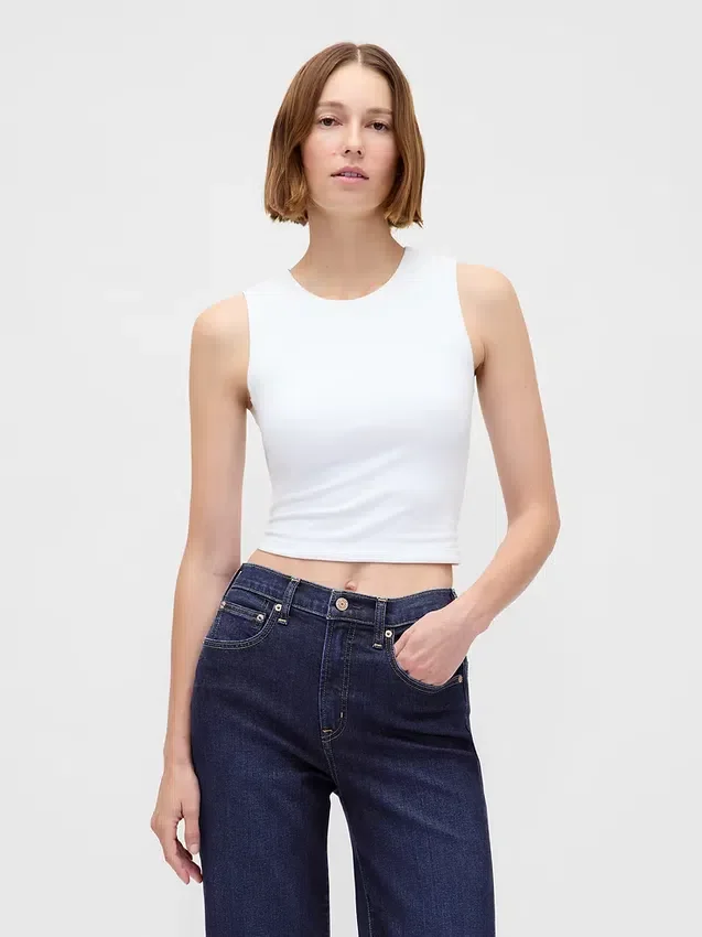 Jeans med høy midje og avslappet, utvidet ben