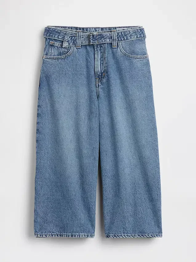 Jeans med høy midje og belte i «barrel culotte»-modell