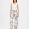 Jeans med høy midje og blomstermønster