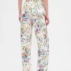 Jeans med høy midje og blomstermønster