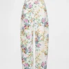 Jeans med høy midje og blomstermønster