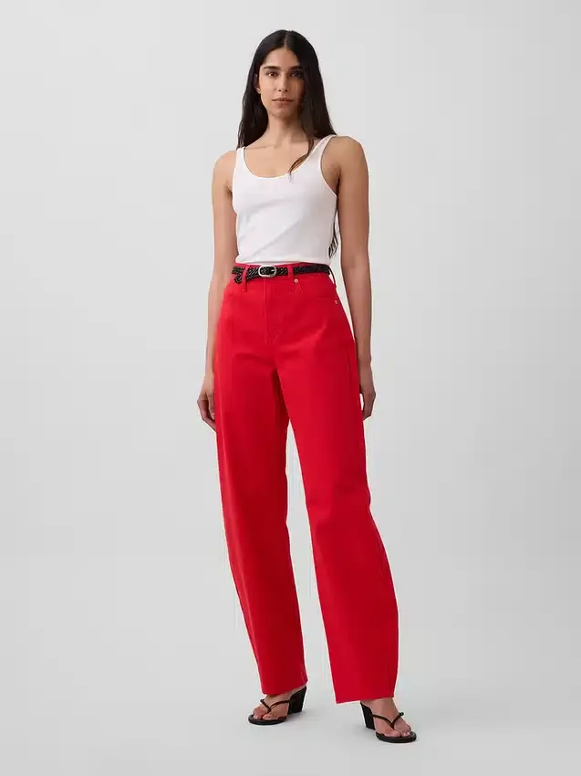 Jeans med høy midje og bred benform