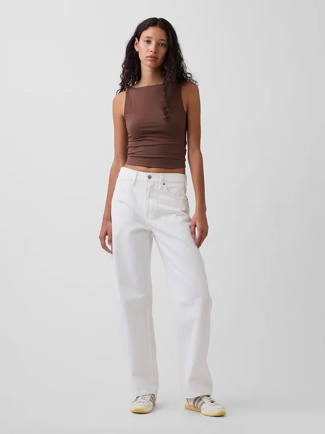 Jeans med høy midje og bred benform
