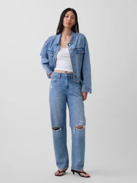 Jeans med høy midje og bred benform