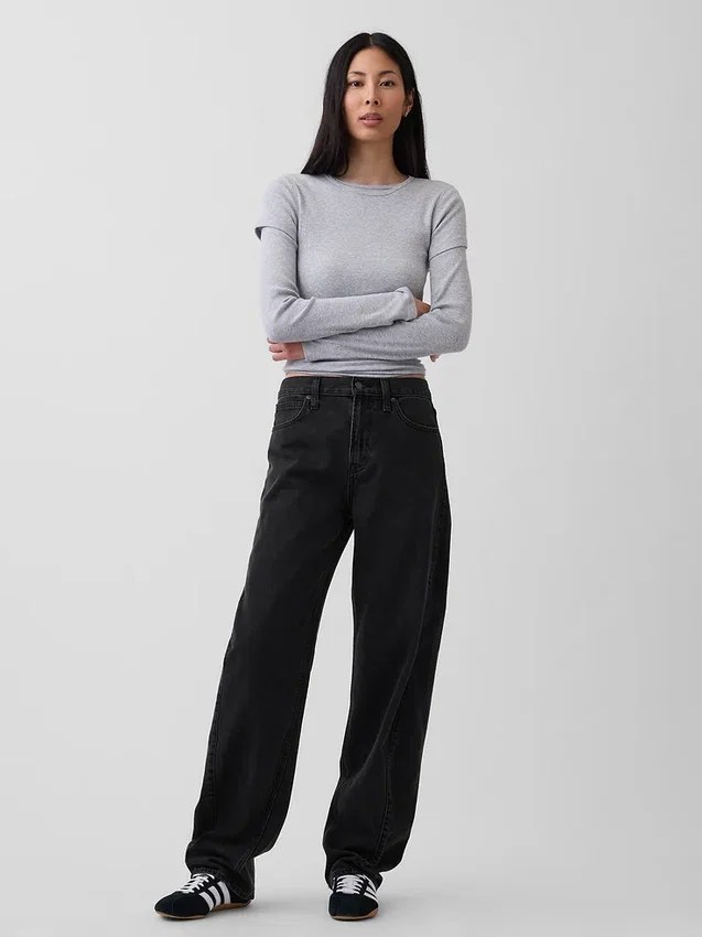 Jeans med høy midje og bred benform
