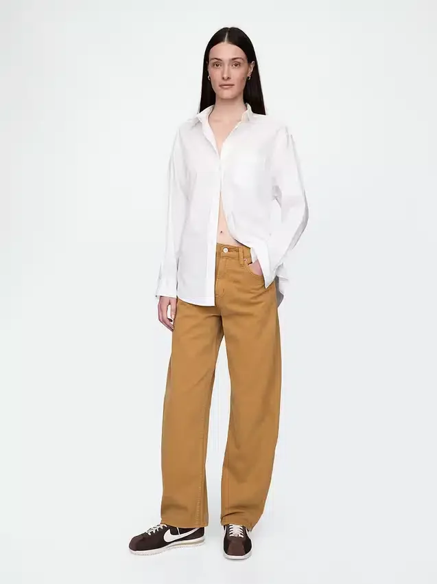 Jeans med høy midje og bred benform