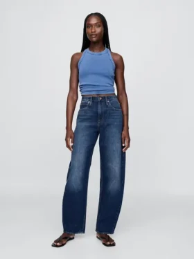 Jeans med høy midje og bred benform