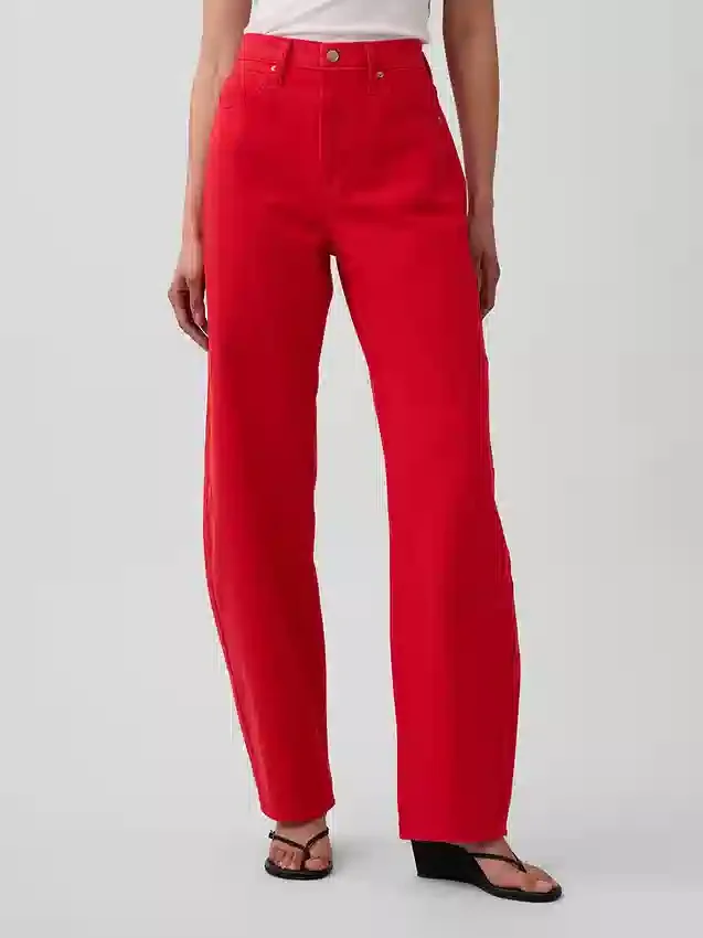 Jeans med høy midje og bred benform