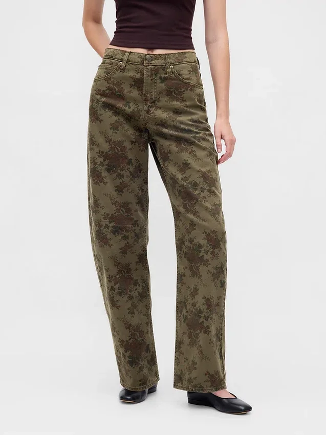 Jeans med høy midje og bred benform