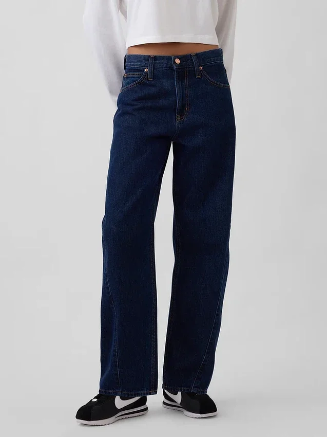 Jeans med høy midje og bred benform