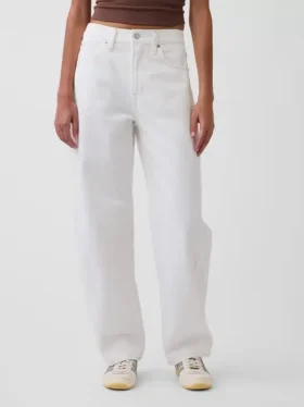 Jeans med høy midje og bred benform