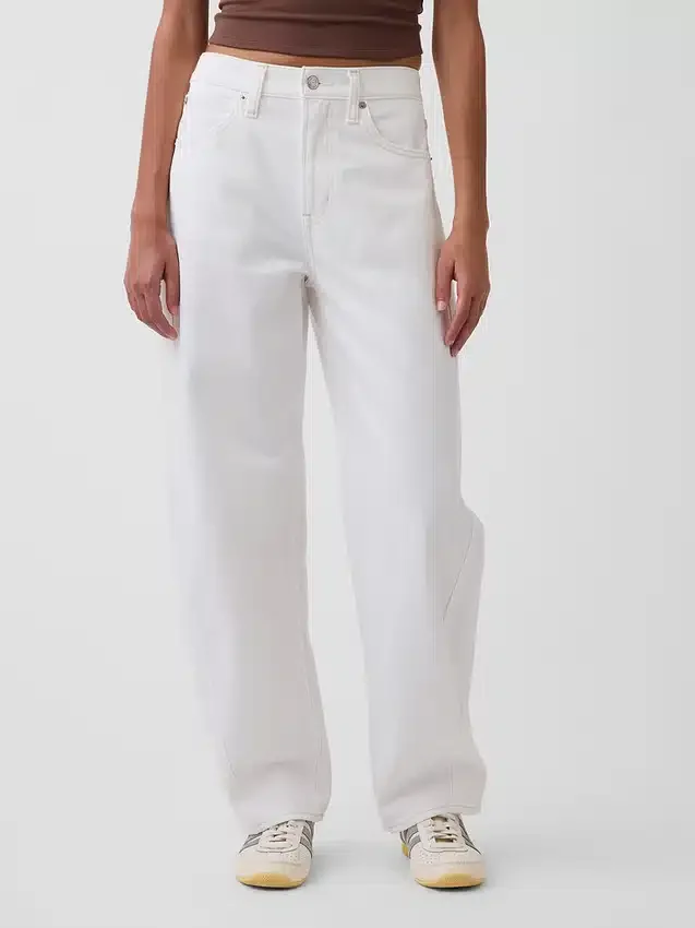 Jeans med høy midje og bred benform