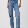 Jeans med høy midje og bred benform