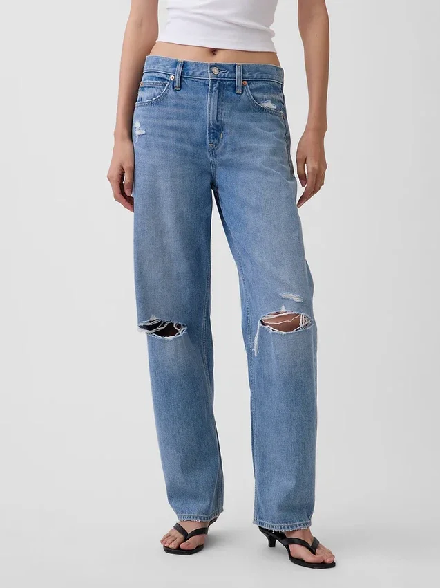 Jeans med høy midje og bred benform