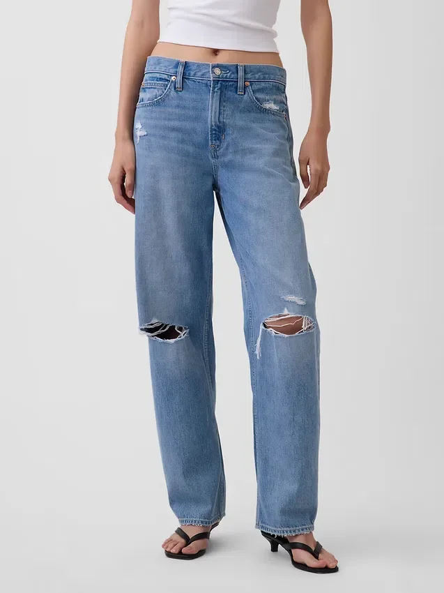 Jeans med høy midje og bred benform