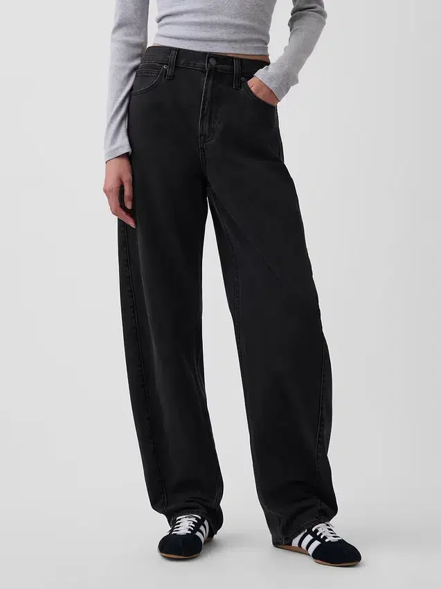 Jeans med høy midje og bred benform