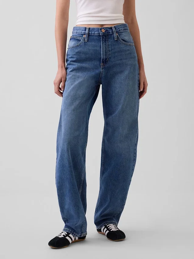Jeans med høy midje og bred benform