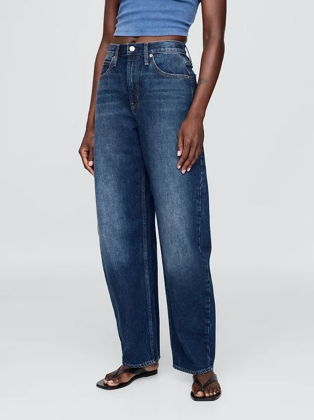 Jeans med høy midje og bred benform