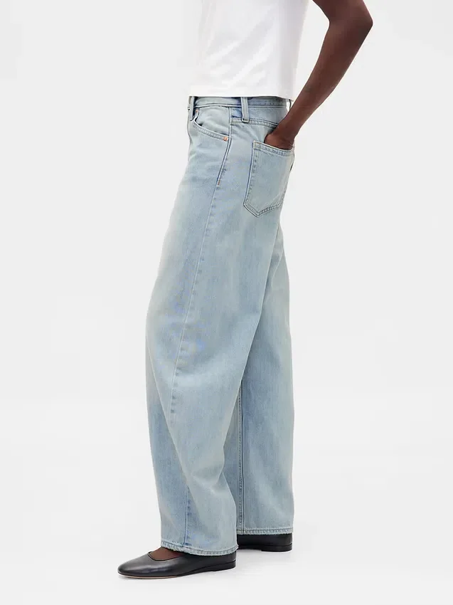 Jeans med høy midje og bred benform