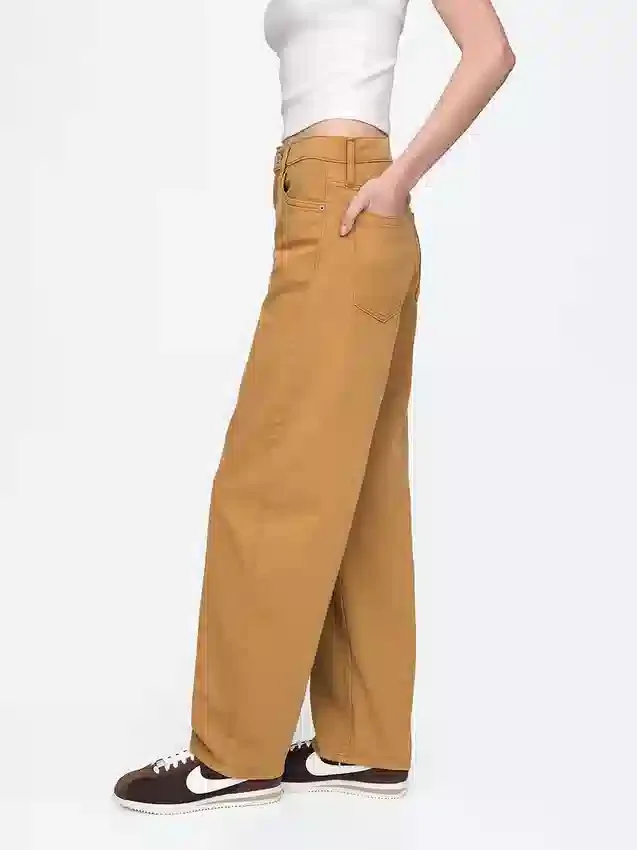 Jeans med høy midje og bred benform