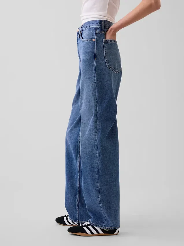 Jeans med høy midje og bred benform